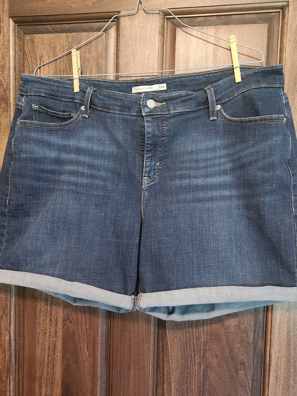Levi's Dark Blue Denim Cuffed Women's Shorts
